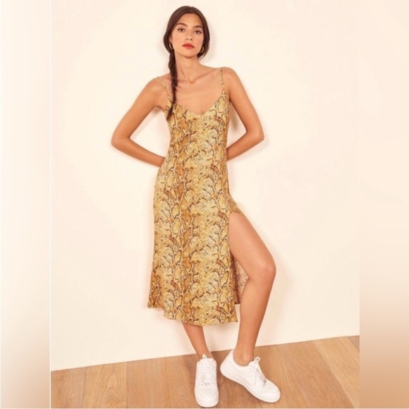 Reformation Crimini Boa Snake Print Slip Dress Size 6 - Picture 1 of 11